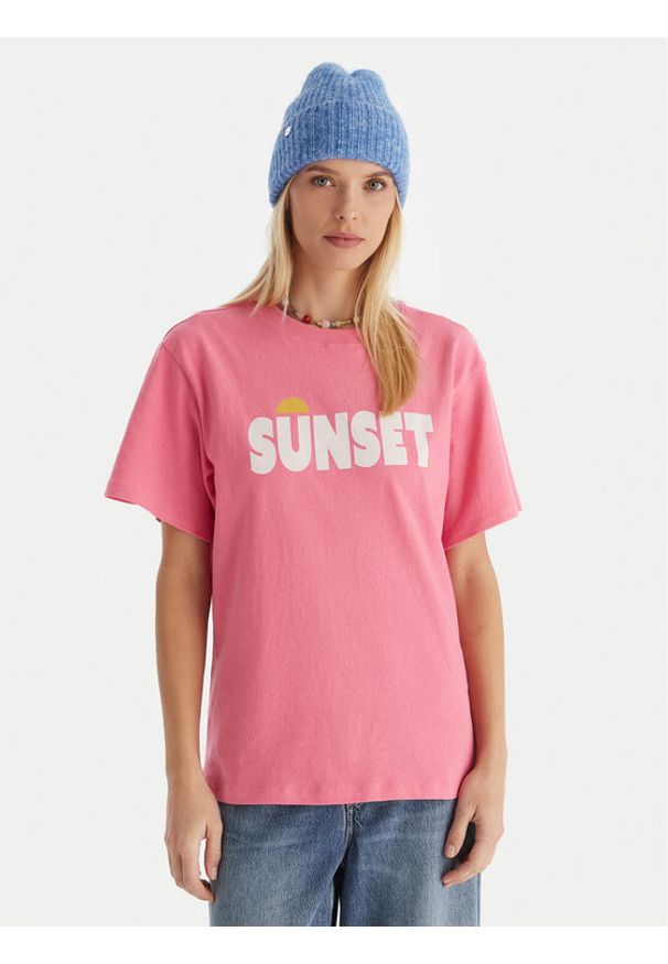 Roxy T-Shirt Sunnyoversize Easy ERJZT06033 Różowy Oversize. Kolor: różowy. Materiał: bawełna