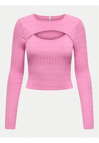 only - ONLY Sweter Meddi 15339582 Różowy Cropped Fit. Kolor: różowy. Materiał: wiskoza