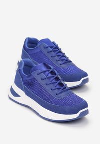 Born2be - Niebieskie Sneakersy z Cyrkoniami na Cholewce Diselva. Kolor: niebieski. Szerokość cholewki: normalna