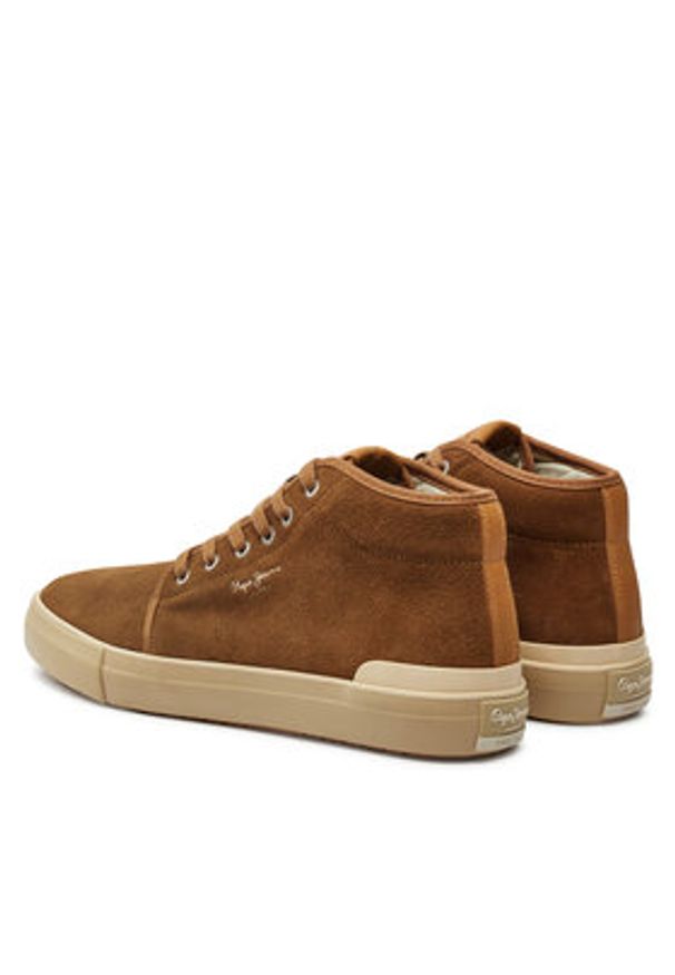 Pepe Jeans Sneakersy Ben Top PMS31051 Brązowy. Kolor: brązowy. Materiał: skóra, zamsz