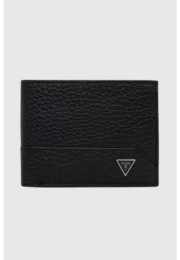 Guess - GUESS Czarny portfel męski Torino Bifold. Kolor: czarny. Materiał: skóra