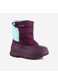 LUGIK - Buty zimowe śniegowce dla dzieci Wedze Warm. Zapięcie: rzepy. Kolor: niebieski, fioletowy, wielokolorowy. Szerokość cholewki: normalna. Wzór: paski. Sezon: zima. Sport: turystyka piesza