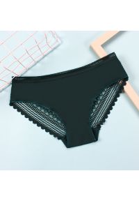 Intica - Figi koronkowe damskie z wysokiej jakości materiału Dorle. Kolor: zielony. Materiał: materiał, koronka. Wzór: aplikacja, koronka