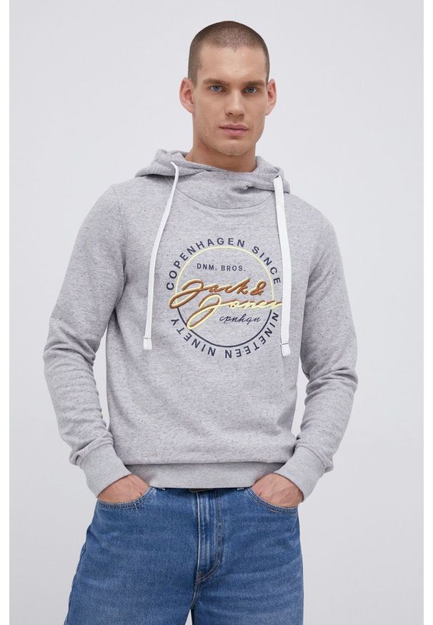 Jack & Jones - Bluza. Okazja: na co dzień. Kolor: szary. Wzór: aplikacja. Styl: casual