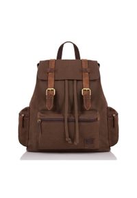 Plecak męski brązowy PAOLO PERUZZI T-24-BR. Kolor: brązowy. Materiał: materiał. Styl: vintage #1