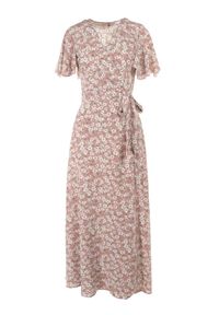Born2be - Różowa Sukienka Aluva. Okazja: na co dzień. Kolor: różowy. Materiał: tkanina, wiskoza, materiał. Wzór: nadruk, aplikacja, kwiaty. Typ sukienki: kopertowe, proste. Styl: casual. Długość: maxi #6