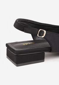 Born2be - Czarne Sandały Vices z Odkrytą Piętą Zapinane na Sprzączkę Fiolalia. Zapięcie: sprzączka. Kolor: czarny. Materiał: jeans. Obcas: na obcasie. Styl: elegancki, klasyczny. Wysokość obcasa: niski #4