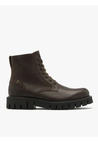 Ryłko - Brązowy trzewik męski na traktorowym spodzie. Kolor: brązowy. Materiał: skóra. Styl: street #1