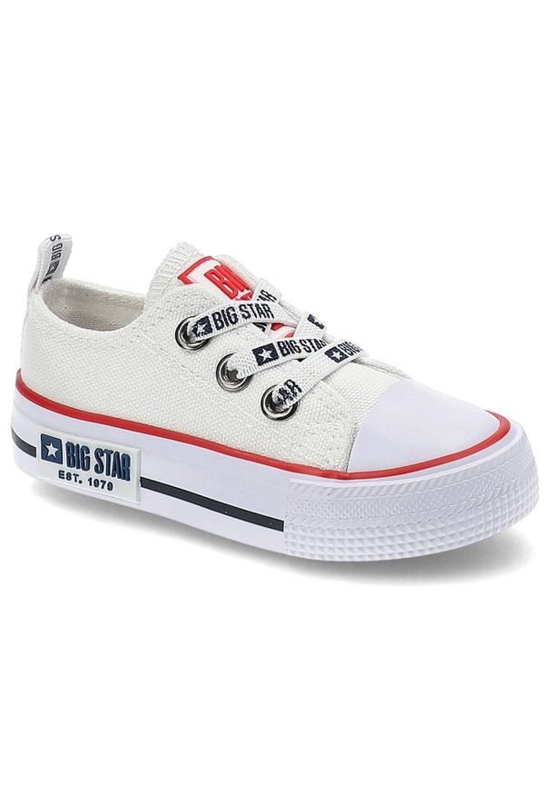 Big-Star - Białe Trampki Big Star Materiałowe Dziecięce Buty Wsuwane. Zapięcie: bez zapięcia. Kolor: biały. Materiał: materiał. Szerokość cholewki: normalna. Wzór: aplikacja