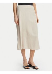 Vero Moda Spódnica midi Mymilo 10340419 Beżowy jasny Regular Fit. Kolor: beżowy. Materiał: len #1