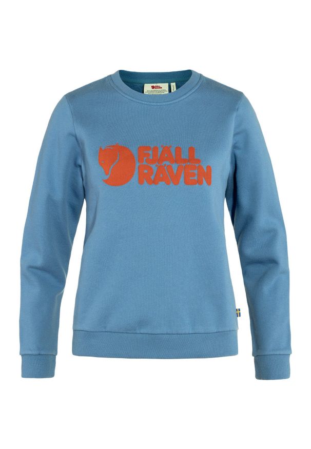 FJÄLRÄVEN KANKEEN - Bluza bawełniana damska Fjallraven Logo Sweater. Kolor: niebieski. Materiał: bawełna. Sport: turystyka piesza