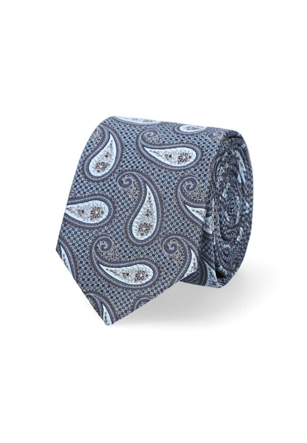 Lancerto - Krawat Granatowo-Błękitny Paisley. Kolor: niebieski. Materiał: mikrofibra, materiał. Wzór: paisley. Styl: elegancki