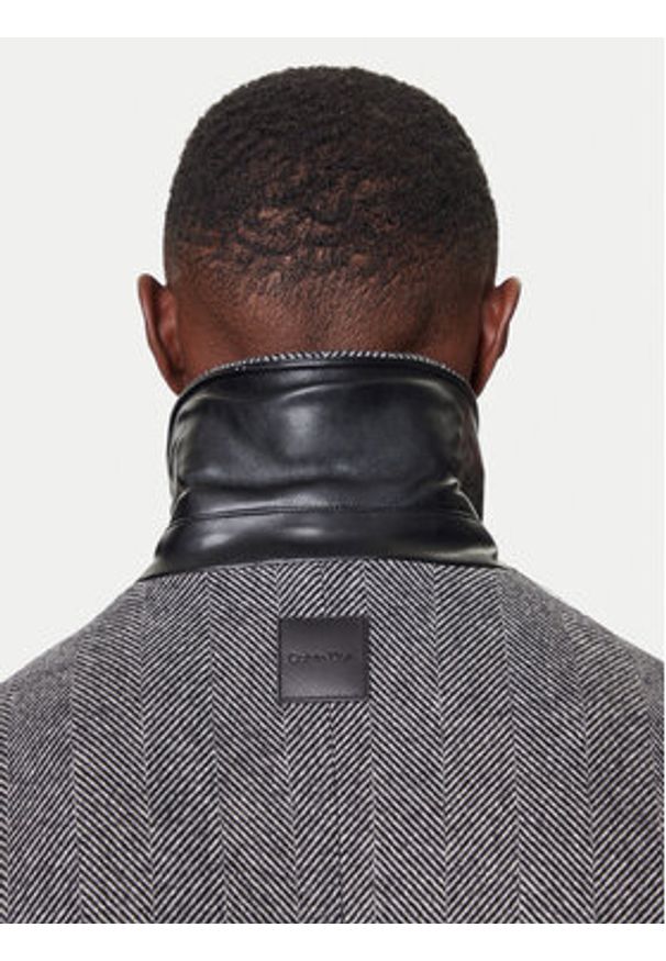 Calvin Klein Płaszcz wełniany LV04LD510G Szary Regular Fit. Kolor: szary. Materiał: syntetyk