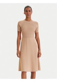 Armani Exchange Sukienka dzianinowa XW001885 AF10352 Beżowy Regular Fit. Kolor: beżowy. Materiał: wiskoza, syntetyk #1