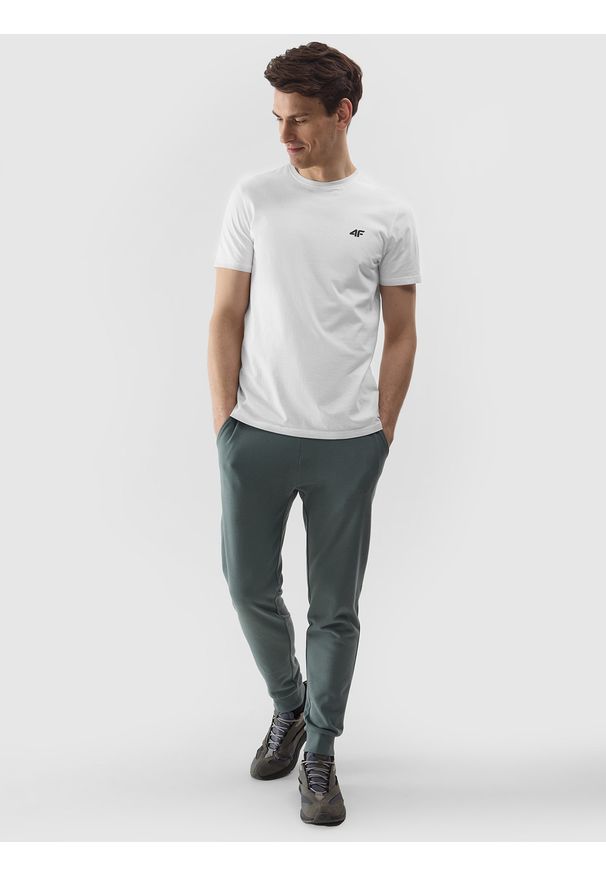 4f - 4F T-shirt regular gładki męski - biały 3XL. Okazja: na co dzień. Kolor: biały. Materiał: bawełna, jersey, dzianina. Długość rękawa: krótki rękaw. Długość: krótkie. Wzór: gładki. Styl: sportowy, casual