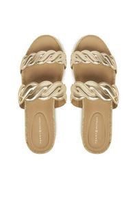 TOMMY HILFIGER - Tommy Hilfiger Espadryle Metallic Rope Espadrille Mule FW0FW08670 Złoty. Kolor: złoty. Materiał: skóra