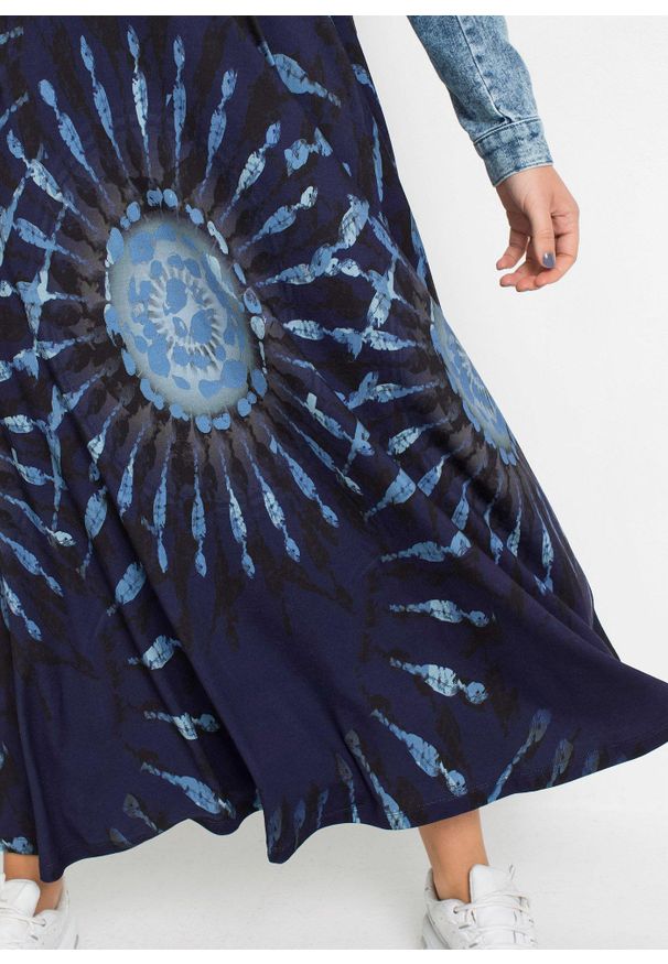 bonprix - Spódnica z dżerseju z lejącej wiskozy. Kolor: niebieski. Materiał: wiskoza, jersey