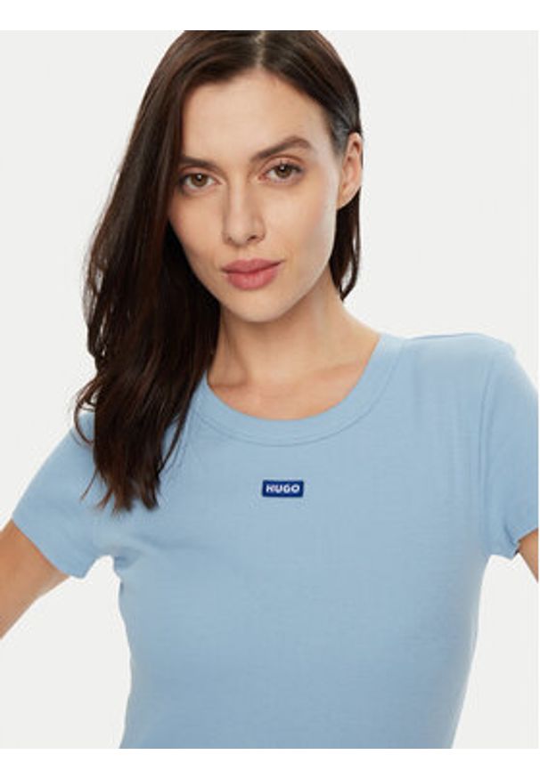 Hugo - HUGO T-Shirt Easy 50523924 Niebieski Slim Fit. Kolor: niebieski. Materiał: bawełna