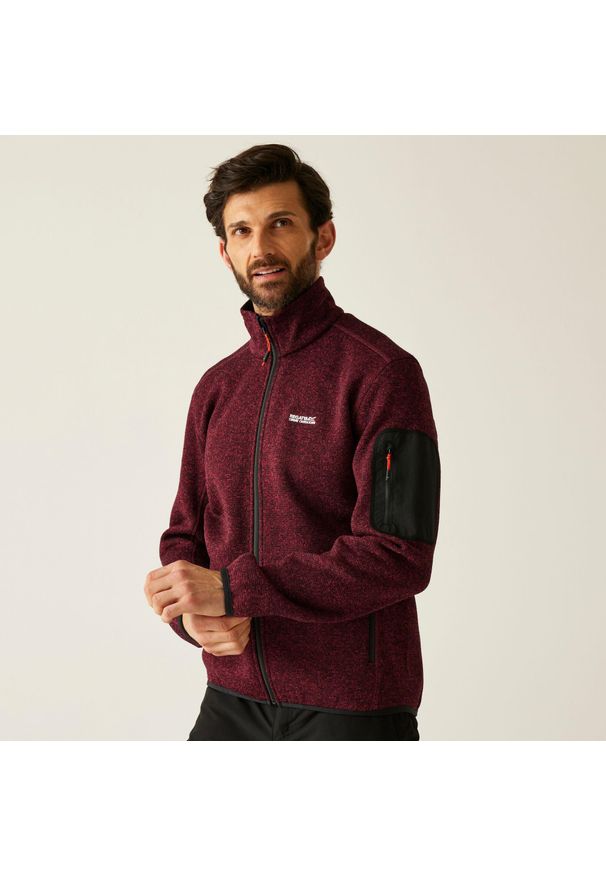 Regatta - Polar męski rozsuwany Newhill. Kolor: czerwony, brązowy, wielokolorowy. Materiał: polar. Wzór: melanż. Sport: turystyka piesza