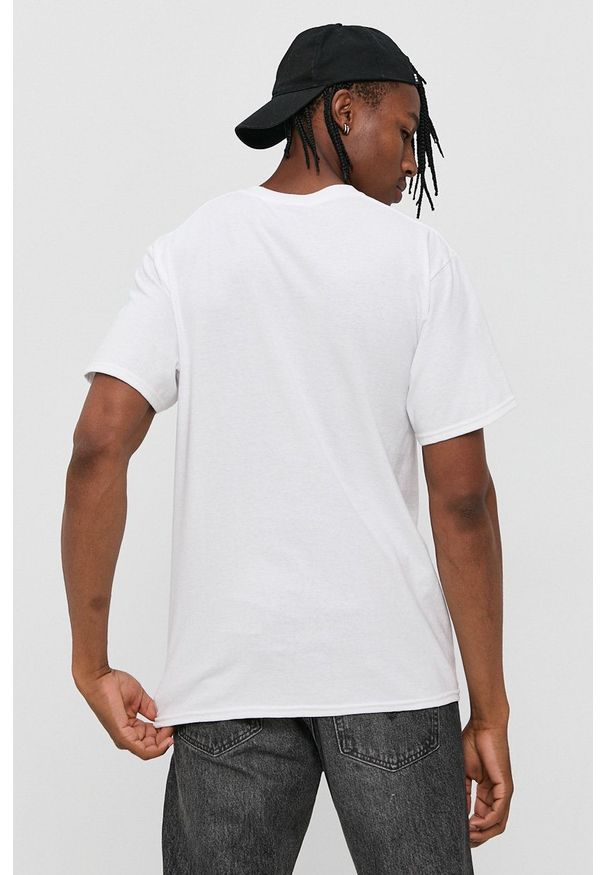 HUF - T-shirt bawełniany. Okazja: na co dzień. Kolor: biały. Materiał: bawełna. Wzór: nadruk. Styl: casual