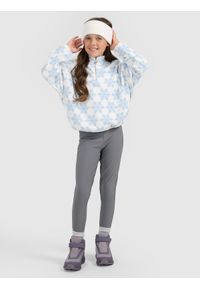 4f - 4F Legginsy z prążkowanej dzianiny dziewczęce - szare 128/134 (7-9 lat). Okazja: na co dzień. Stan: podwyższony. Kolor: szary. Materiał: dzianina, prążkowany. Sezon: lato. Styl: casual, sportowy #1