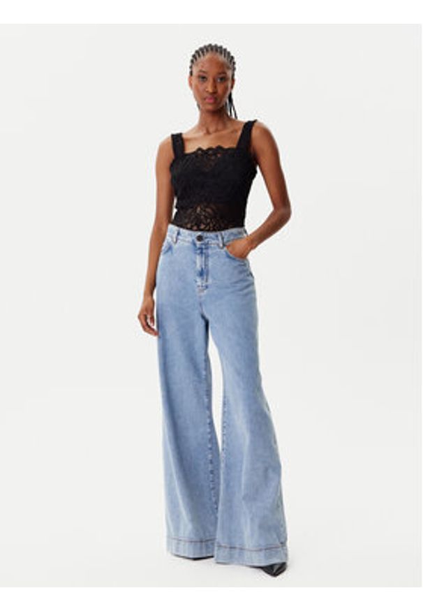 Morgan Bluzka 252-DANSIA Czarny Slim Fit. Kolor: czarny. Materiał: syntetyk