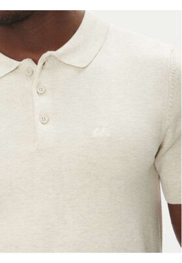 Lindbergh Polo 30-800159 Beżowy Slim Fit. Typ kołnierza: polo. Kolor: beżowy. Materiał: wiskoza