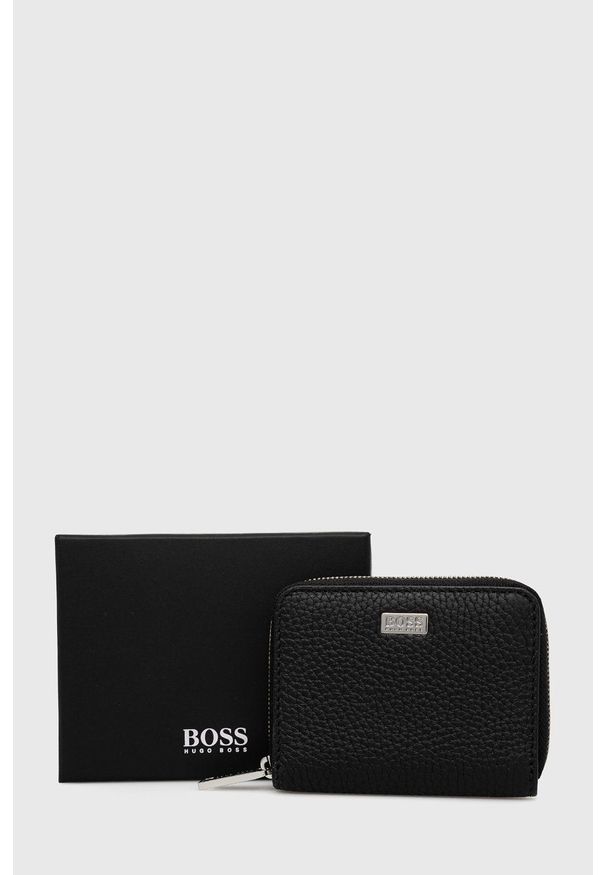 BOSS - Boss - Portfel skórzany. Kolor: czarny. Materiał: skóra. Wzór: gładki