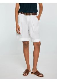 Big-Star - Szorty damskie z domieszką lnu kremowe Maryliana 100. Kolor: biały. Materiał: len. Sezon: lato. Styl: klasyczny, elegancki #1