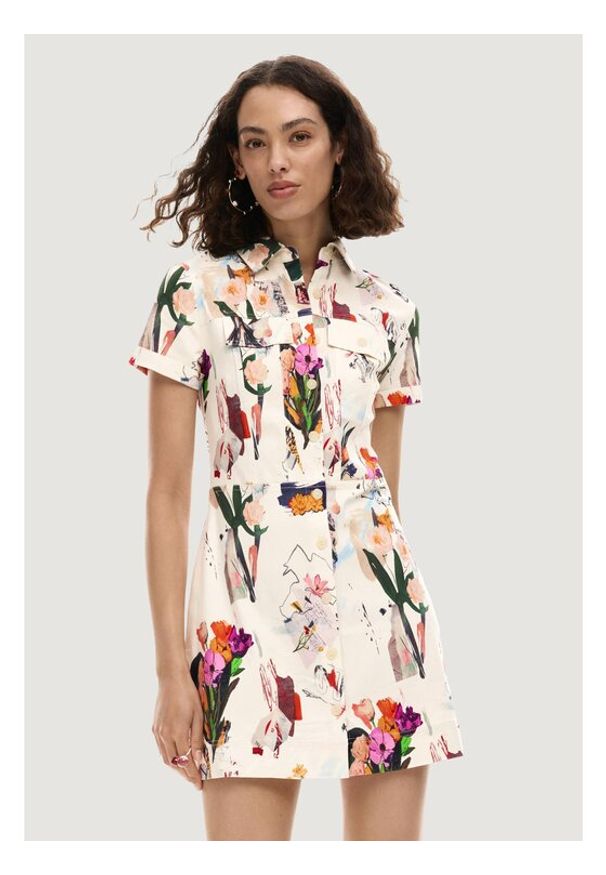 Desigual Sukienka koszulowa Fini 26SWVW48 Écru Regular Fit. Materiał: wiskoza. Typ sukienki: koszulowe