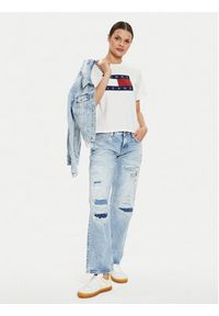 Tommy Jeans T-Shirt Flag DW0DW18629 Biały Boxy Fit. Kolor: biały. Materiał: bawełna