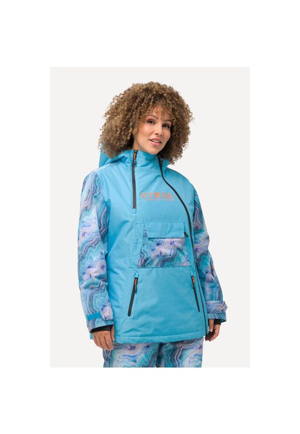 ULLA POPKEN - Damskie Kurtka sportowa kaptur wodoodporna dwukierunkowy zamek błyskawiczny. Kolekcja: plus size. Kolor: niebieski. Materiał: poliester, materiał. Sezon: zima. Sport: narciarstwo