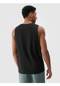 4f - Tank top oversize z nadrukiem męski - czarny. Kolor: czarny. Materiał: bawełna, dzianina, jersey. Długość rękawa: bez rękawów. Wzór: nadruk #2