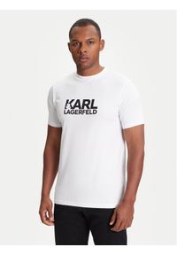 Karl Lagerfeld - KARL LAGERFELD T-Shirt 755087 553235 Biały Regular Fit. Typ kołnierza: dekolt w karo. Kolor: biały. Materiał: bawełna #1