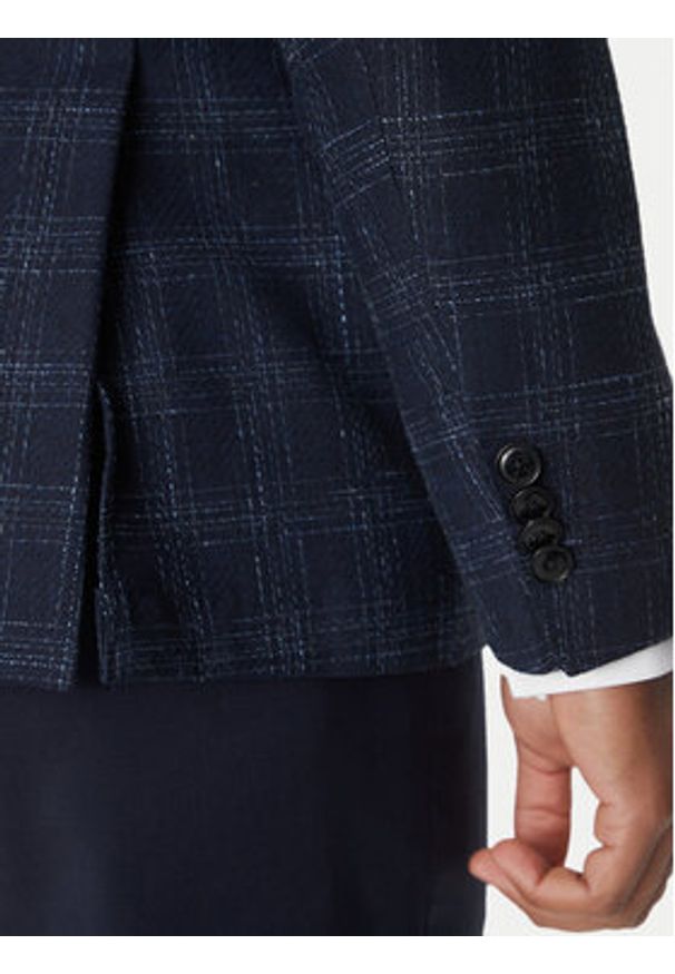 BOSS Marynarka H-Hutson-233 50535057 Granatowy Slim Fit. Kolor: niebieski. Materiał: wełna