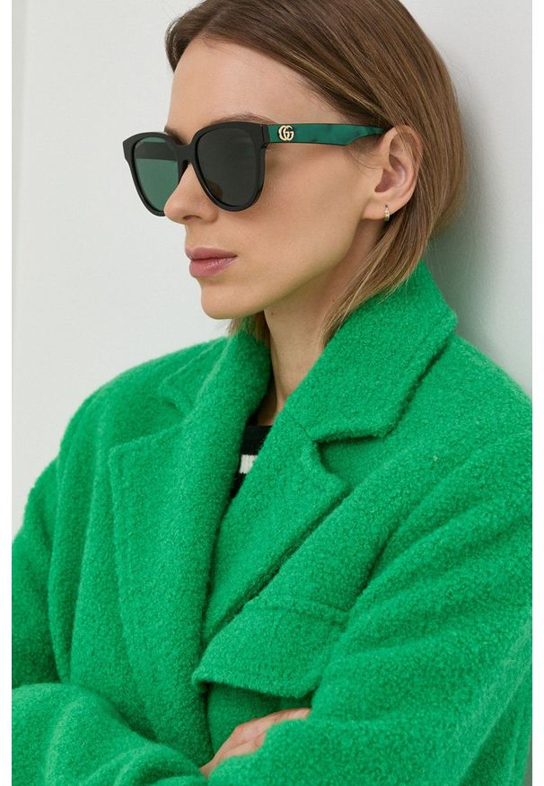 Gucci okulary przeciwsłoneczne damskie kolor zielony. Kolor: zielony