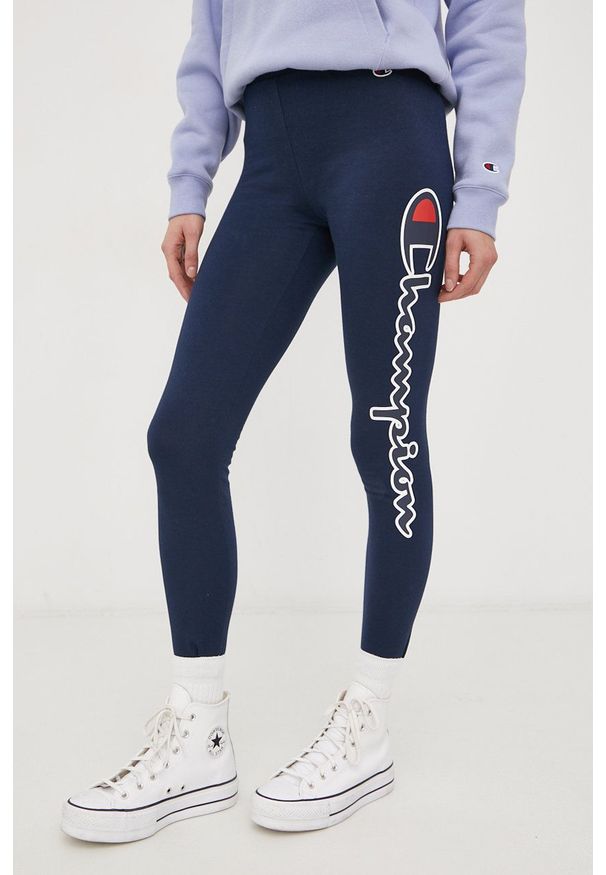 Champion Legginsy 114560 damskie kolor granatowy melanżowe. Kolor: niebieski. Materiał: bawełna, dzianina. Wzór: melanż