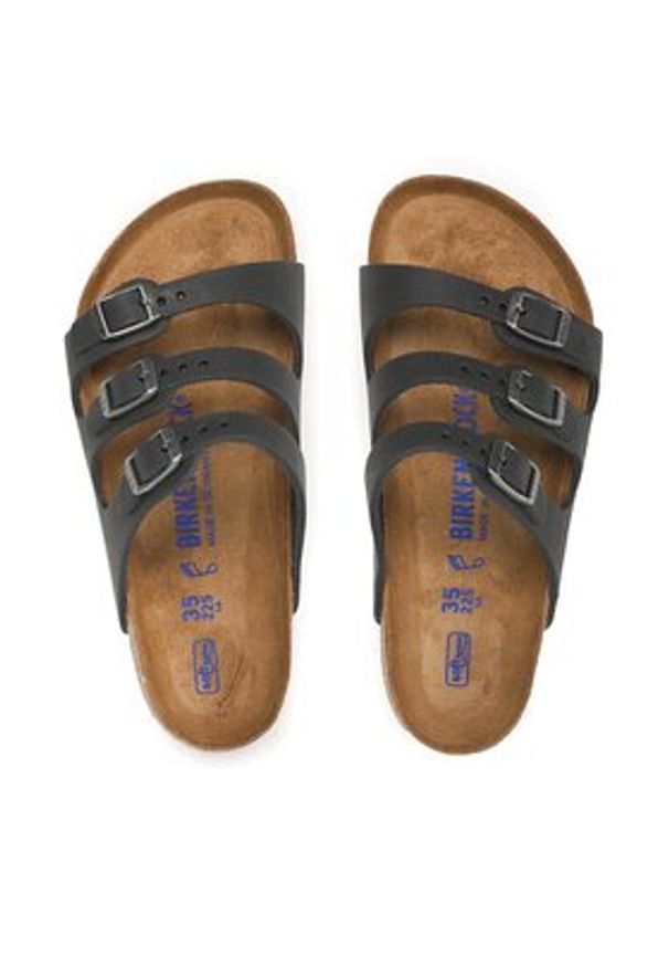 Birkenstock Klapki Florida 1011445 Czarny. Kolor: czarny. Materiał: skóra