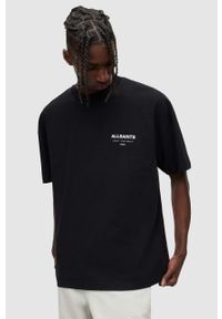 AllSaints t-shirt bawełniany kolor czarny z nadrukiem. Kolor: czarny. Materiał: bawełna. Długość rękawa: krótki rękaw. Długość: krótkie. Wzór: nadruk #3