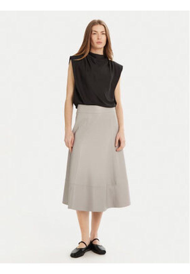 Max Mara Leisure Spódnica z imitacji skóry Marzia 2516771027 Szary Regular Fit. Kolor: szary. Materiał: skóra