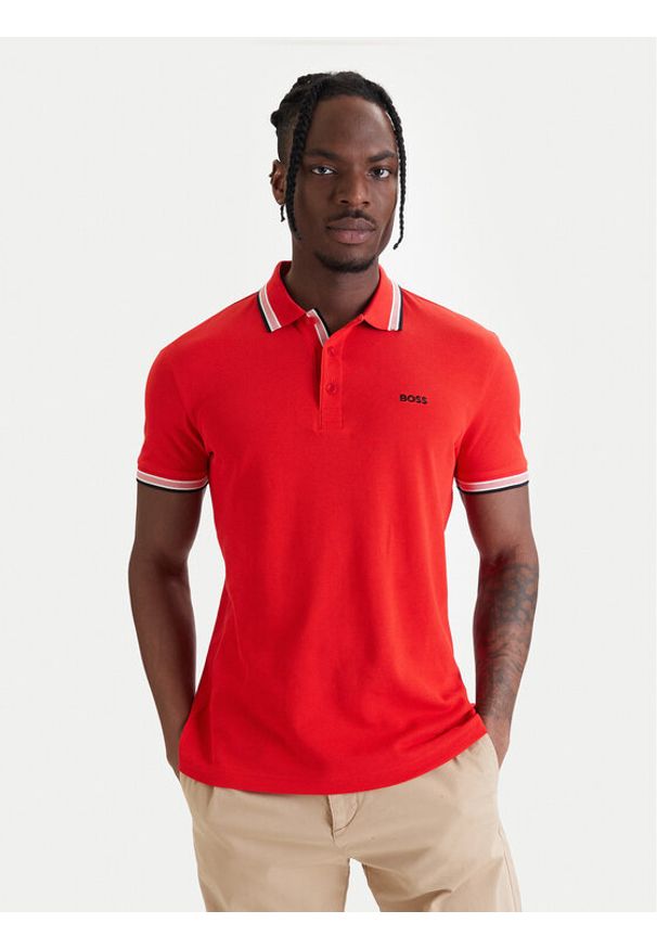 BOSS Polo Paddy 50469055 Czerwony Regular Fit. Typ kołnierza: polo. Kolor: czerwony. Materiał: bawełna
