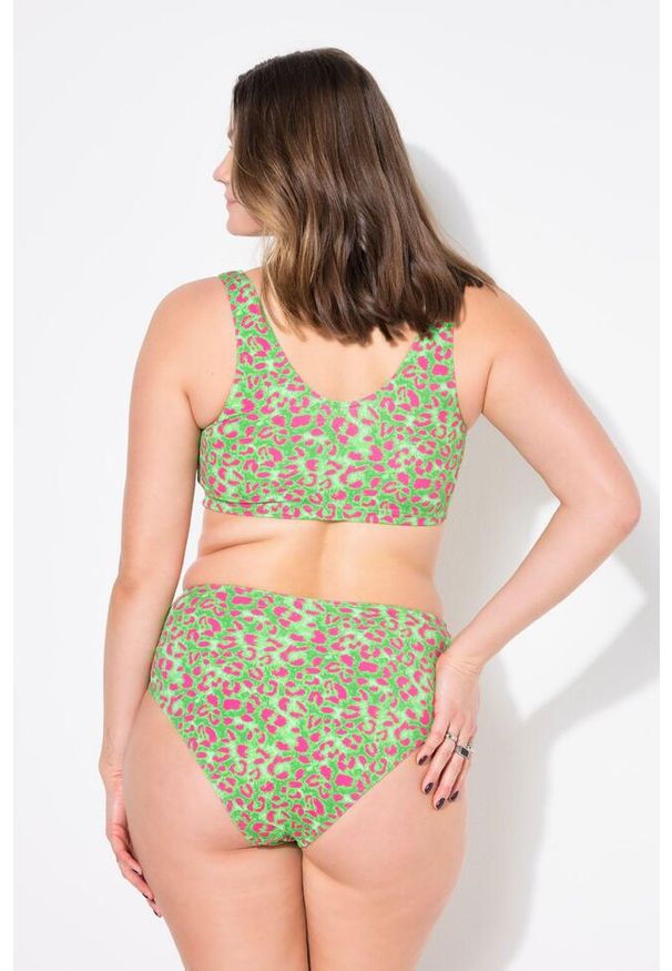 ULLA POPKEN - Damskie Figi od bikini figi wysoki stan panterka. Stan: podwyższony. Kolekcja: plus size. Kolor: zielony. Materiał: elastan, poliamid, materiał. Wzór: motyw zwierzęcy