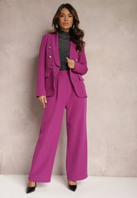 Renee - Fioletowe Szerokie Spodnie w Eleganckim Stylu Hanessame. Kolor: fioletowy. Styl: elegancki