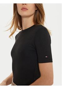 TOMMY HILFIGER - Tommy Hilfiger T-Shirt WW0WW43918 Czarny Slim Fit. Kolor: czarny. Materiał: wiskoza #2