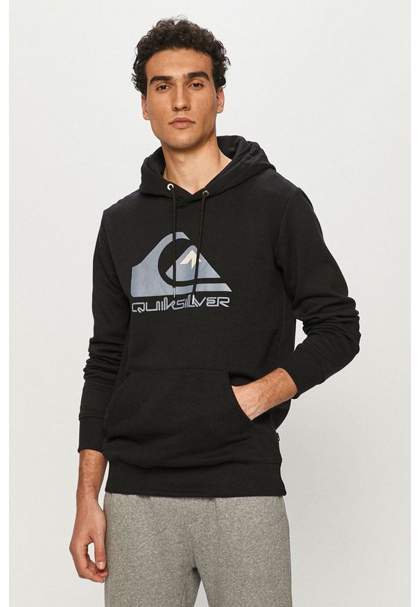 Quiksilver - Bluza. Okazja: na co dzień. Typ kołnierza: kaptur. Kolor: czarny. Materiał: dzianina. Styl: casual