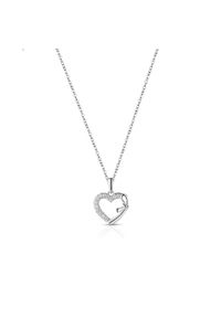 W.KRUK - Naszyjnik srebrny serce z kokardką. Materiał: srebrne. Kolor: srebrny. Wzór: aplikacja. Kamień szlachetny: cyrkonia #1