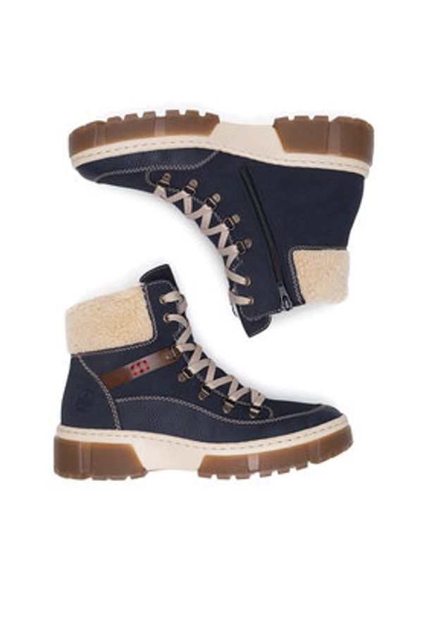 Rieker Trzewiki X8638-14 Niebieski. Kolor: niebieski. Materiał: materiał