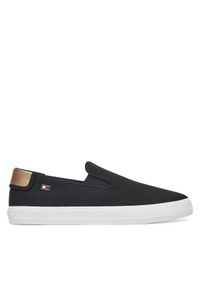 TOMMY HILFIGER - Tommy Hilfiger Tenisówki Vulc Canvas Slip-On Sneaker FW0FW08645 Czarny. Zapięcie: bez zapięcia. Kolor: czarny. Materiał: materiał