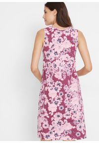 Sukienka z dżerseju (2 szt.) bonprix jeżynowy w kwiaty + pastelowy jasnoróżowy. Kolor: fioletowy. Materiał: jersey. Wzór: kwiaty #7