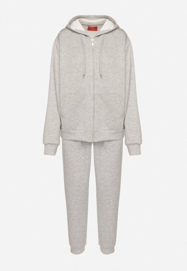 Born2be - Szary Komplet Dresowy Rozpinana Bluza i Spodnie Joggery z Bawełną Anarrise. Kolor: szary. Materiał: bawełna, dresówka